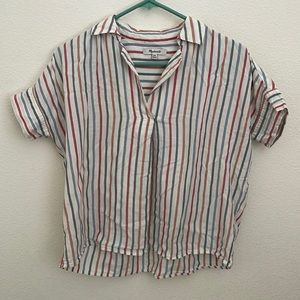 Madewell Size XXS boxy loose striped collar top